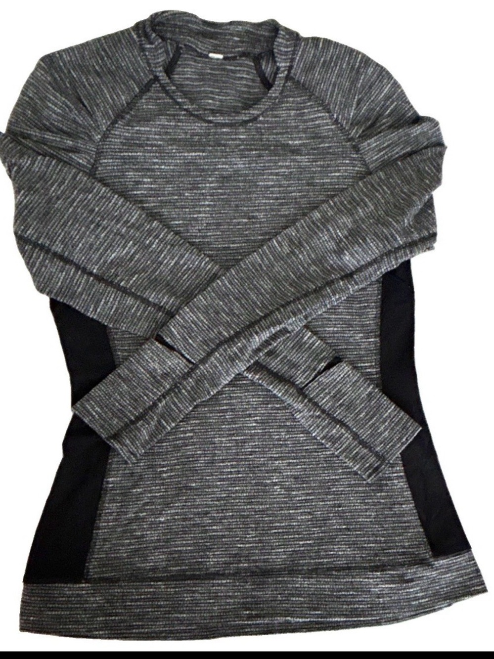 lululemon athletica Gray Heather Long Sleeve Pullover with Black Panels